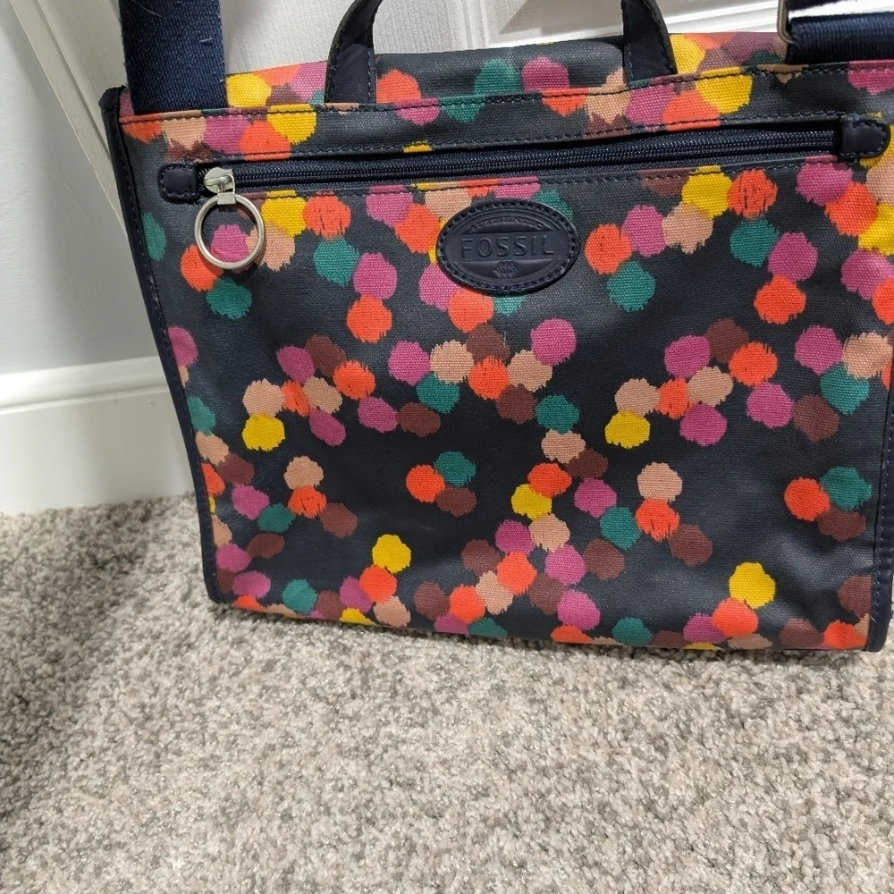 Fossil Colorful Polka Dot Coated Canvas Crossbody Messager Bag